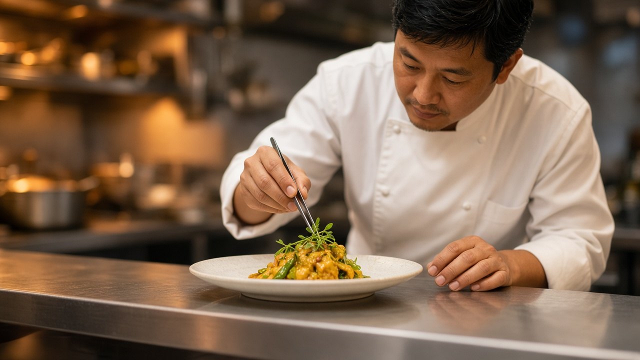 Bhutanese chef plating hotel restaurant cuisine