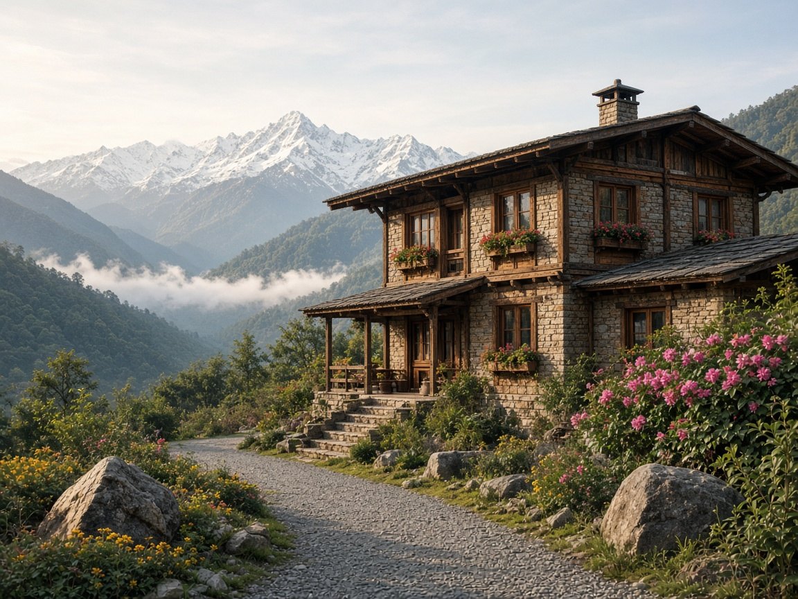 Independent boutique hotel lodge in a Bhutan valley